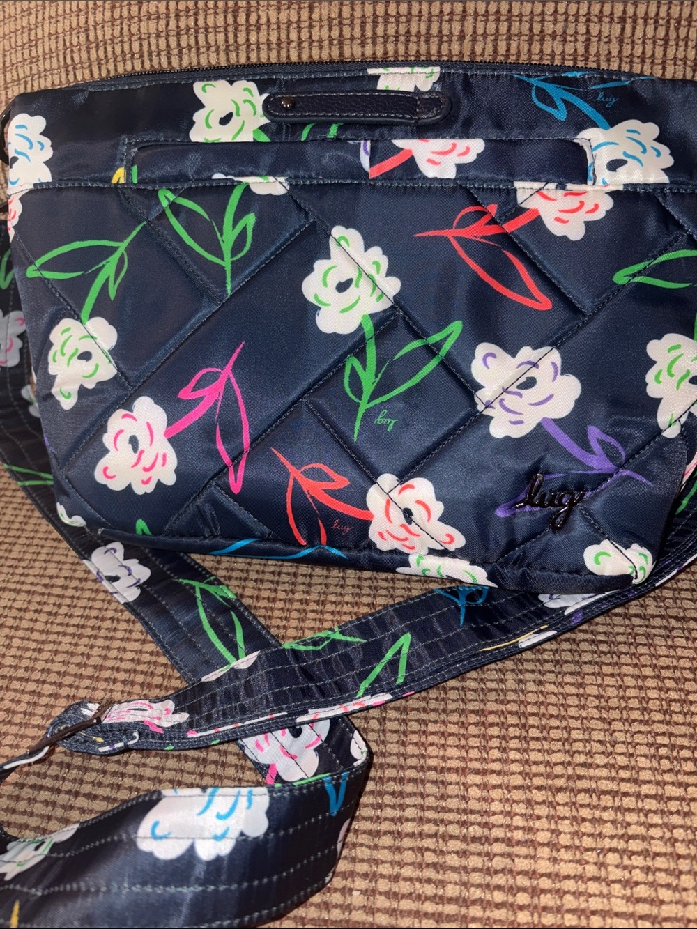 Gorgeous LUG Flare Navy Quilted Floral Crossbody Bag